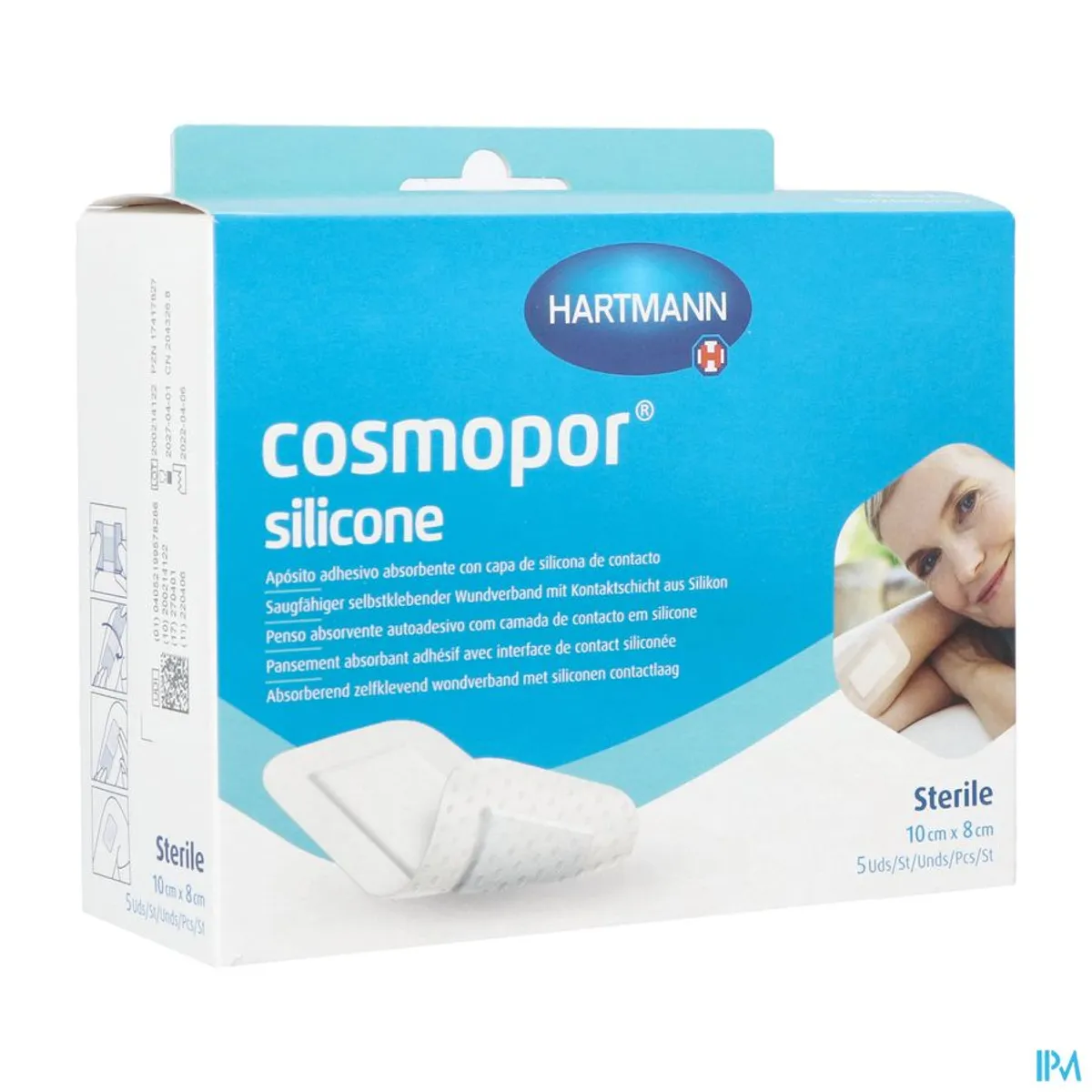 Hartmann Cosmopor Silicone Pansement Absorbant Adhésif Sterile 10cm x 8cm