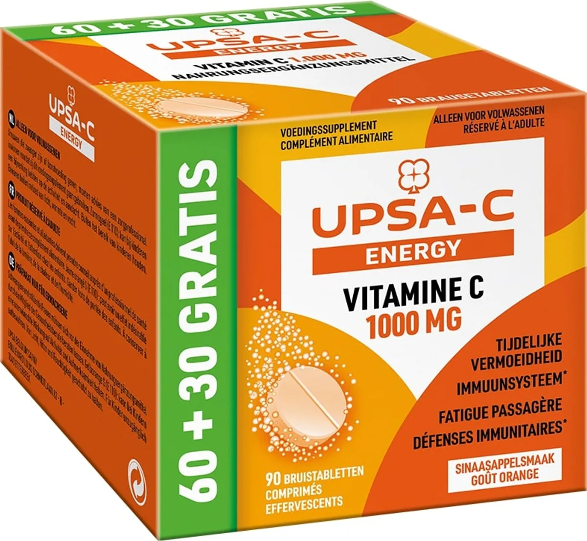 UPSA-C Energy Vitamine C 1000 60Comprimés Effervescents + 30 Gratuit