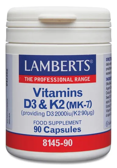 Lamberts Vitamine D3 2000 I.E. en K2 90 mcg 90 Capsules