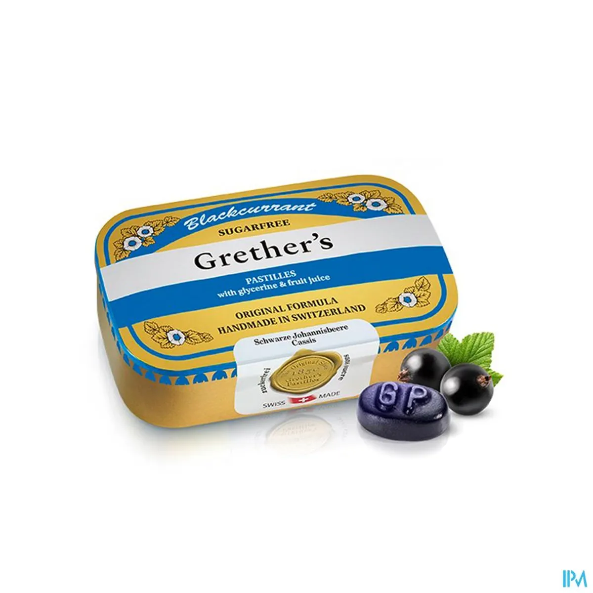 Grether's Pastilles Blackcurrant Pastilles Sans Sucre 110g