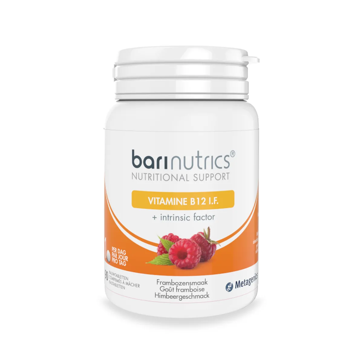 BariNutrics Vitamine B12 IF framboos 90 kauwtabletten