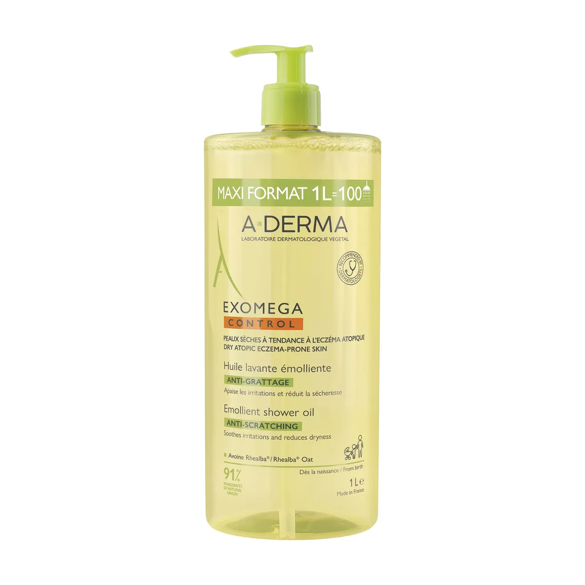 A-Derma Exomega Control Huile Lavante Emolliente Anti-Grattage 1L