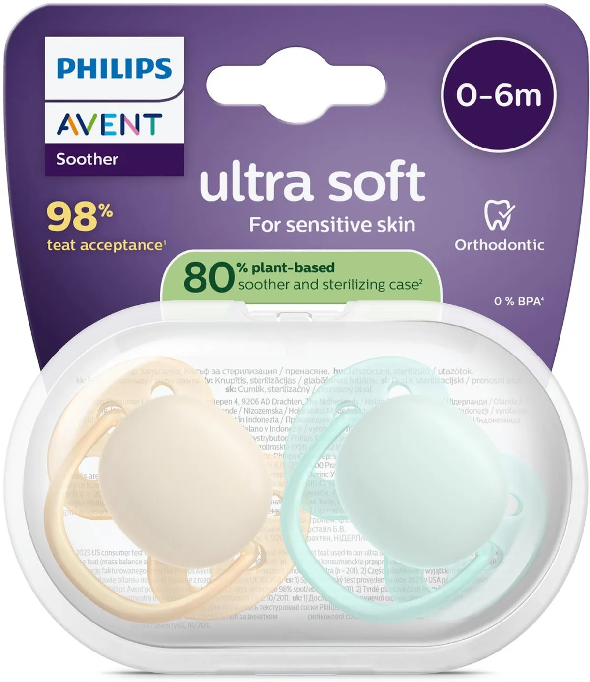 Philips Avent Sucette Soft +0M Neutre Duopack