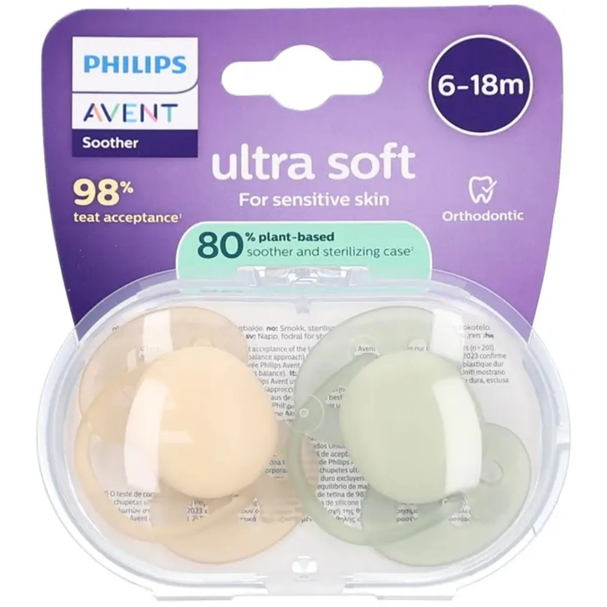 Philips Avent Fopspeen Ultra Soft +6M Perzik/Olijf Duopack
