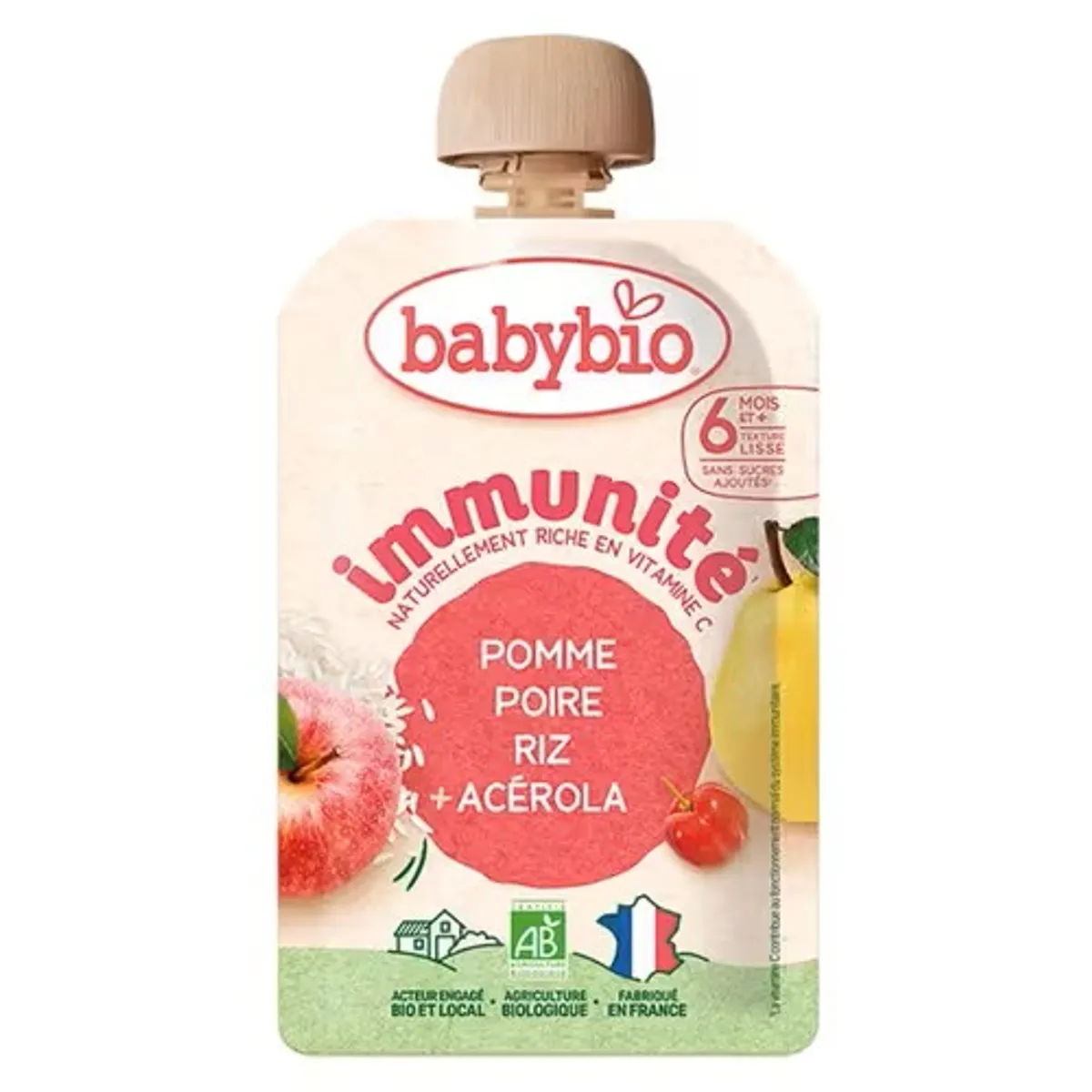 Babybio Gourde Immunité Pomme Poire Riz Acerola 100g