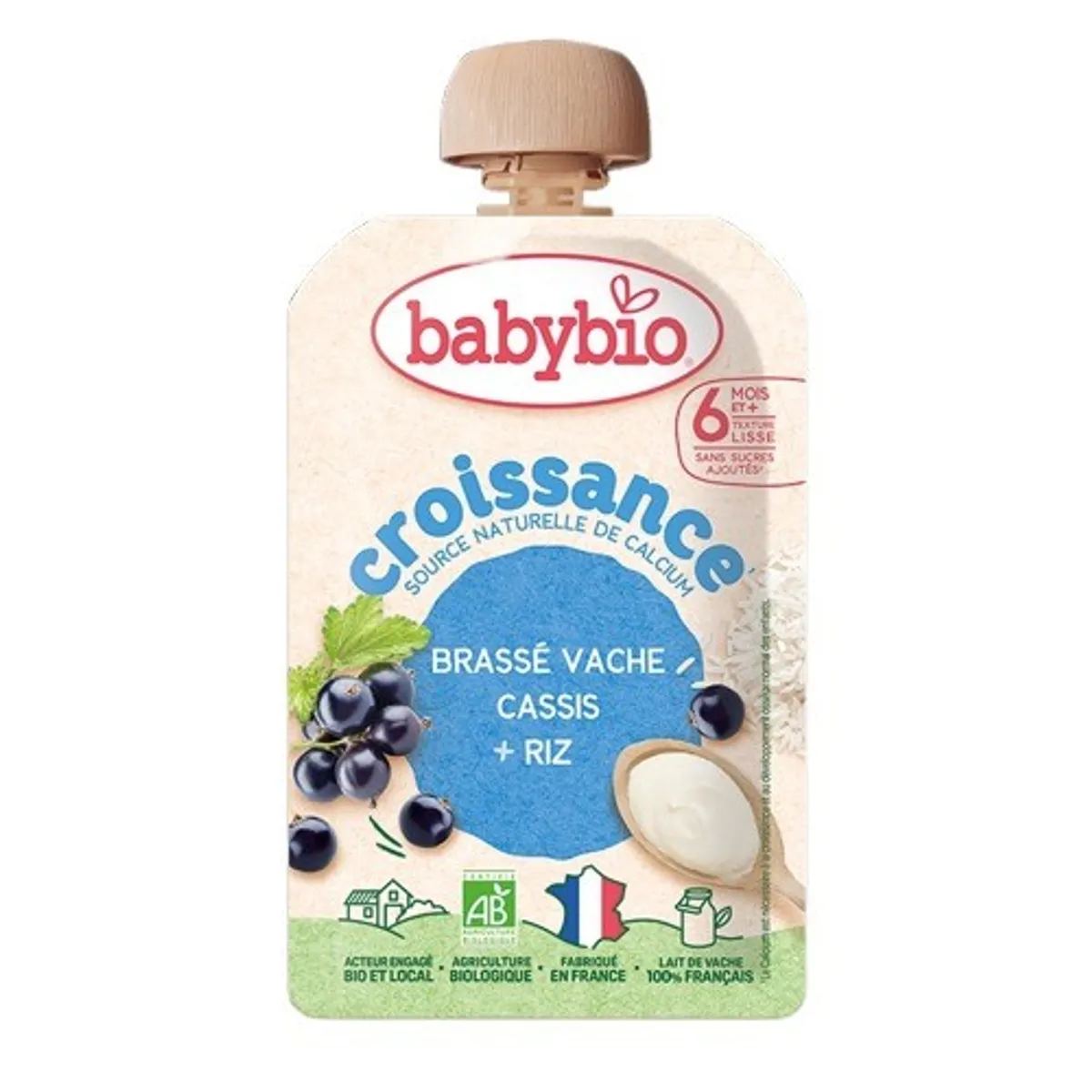 Babybio Gourde Brassé Vache Cassis Riz 100g