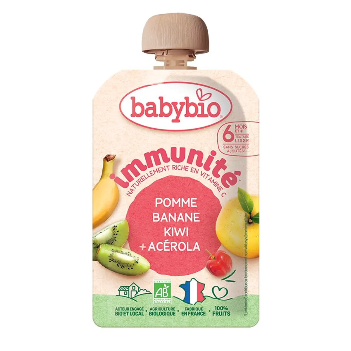 Babybio Immunité Pomme Banane Kiwi Acérola 100g