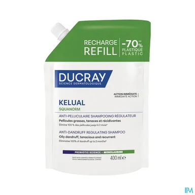 Ducray Kelual Squanorm Anti-Pelliculaire Shampooing Régulateur Pellicules Grasses Recharge 400ml