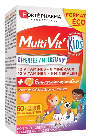 FortéPharma Multivit'Kids 60 Comprimés (25% gratuit)