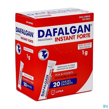 Dafalgan Instant Forte Rode Vruchten 1 g 20 zakjes