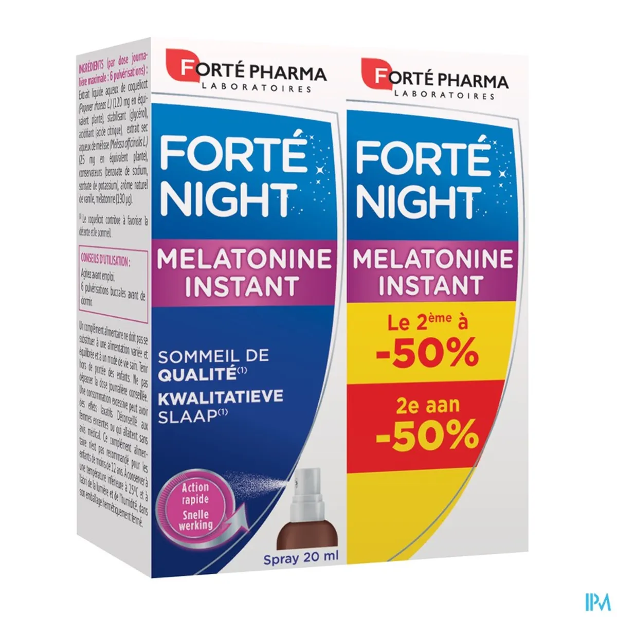 Forté Pharma Fortenight Melatonine Instant Spray 2x20ml (2e voor -50%)