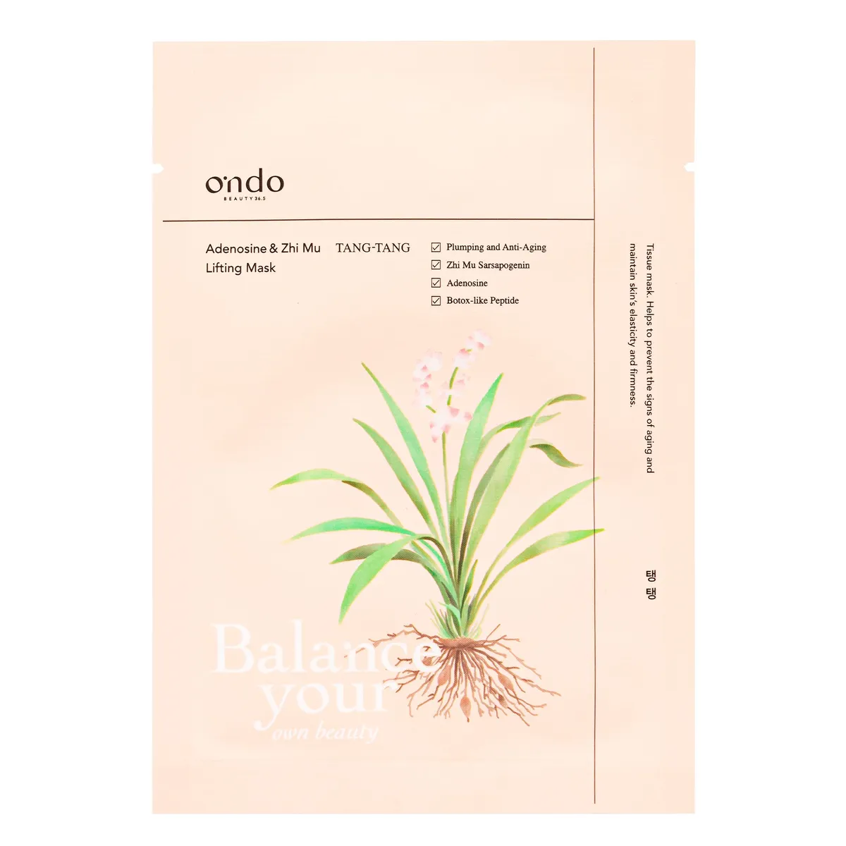 Ondo Beauty 36.5 Masque Tissu Adenosine & Zhi Mu Lifting 25ml
