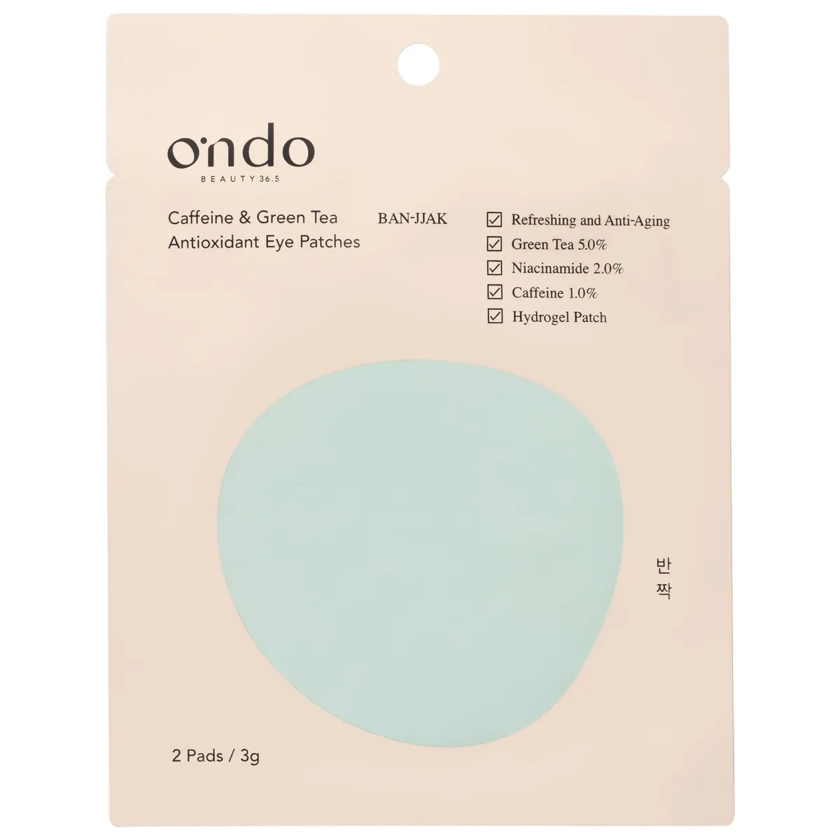 Ondo Beauty 36.5 Patches Yeux Antioxidant Cafféine Thé Vert 2 Pièces