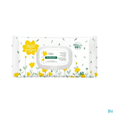 Klorane Bébé Calendula Lingettes Nettoyantes à l'Eau 60 Pièces