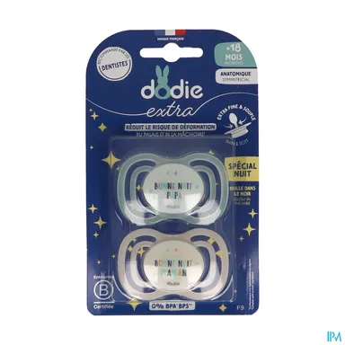 Dodie Extra Anatomische Fopspeen Speciaal Nacht Duo +18M