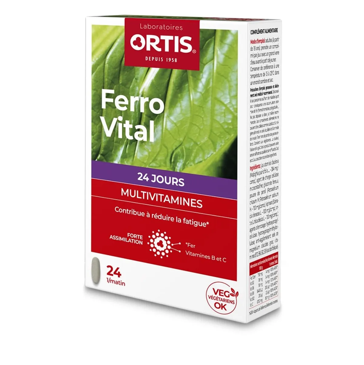 Ortis Ferro Vital 24 Comprimés