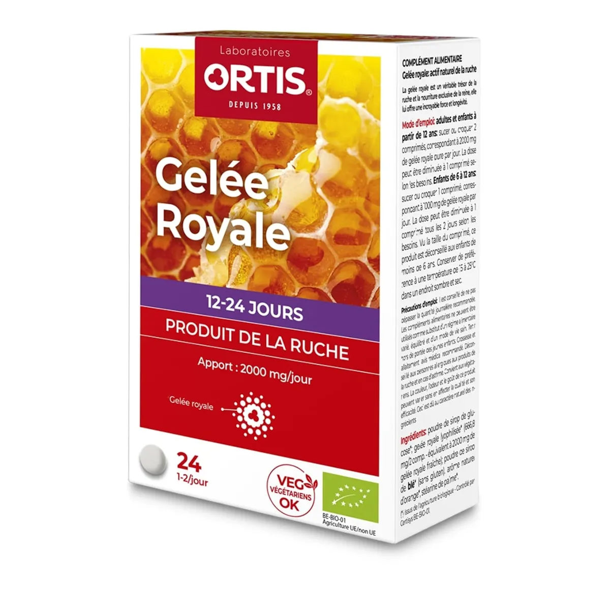 Ortis Gelée Royale Bio 24 Comprimés à Croquer