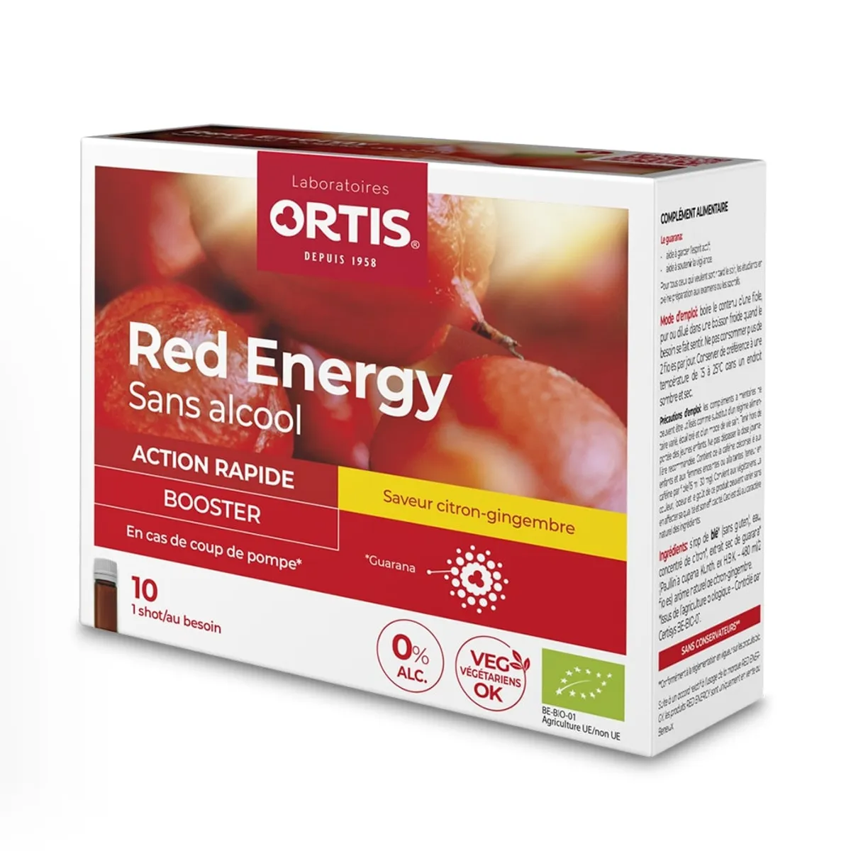 Ortis Red Energy Bio Sans Alcool 10 Fioles x15ml