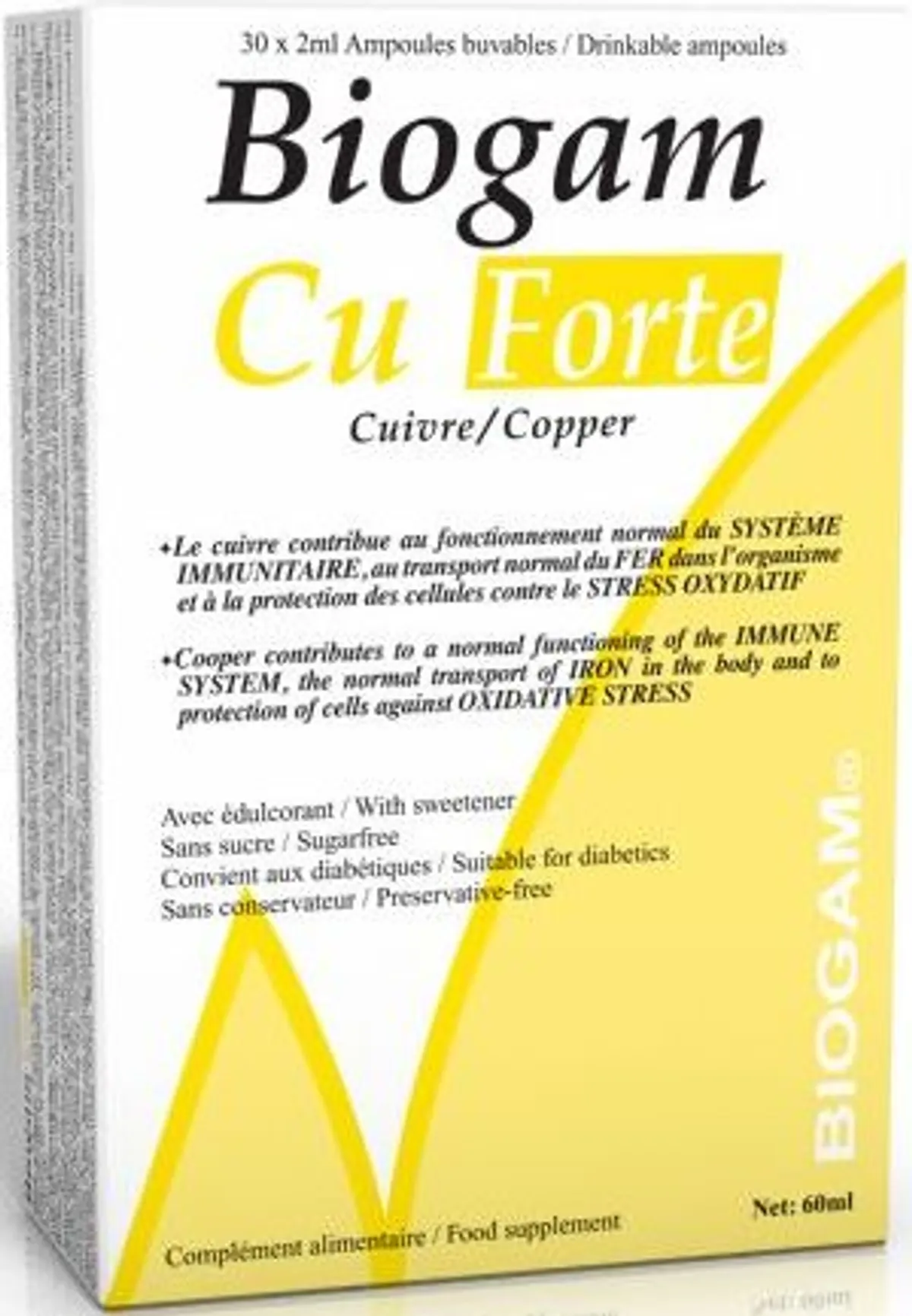 Biogam Cuivre (Cu) Forte 30 Ampoules Buvables x2ml