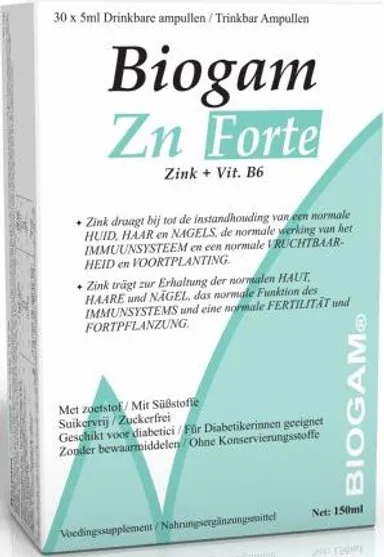 Biogam Zink (Zn) Forte 30 ampullen x5ml