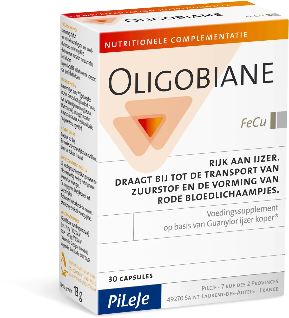 Oligobiane Fe Cu 30 Gélules x440mg