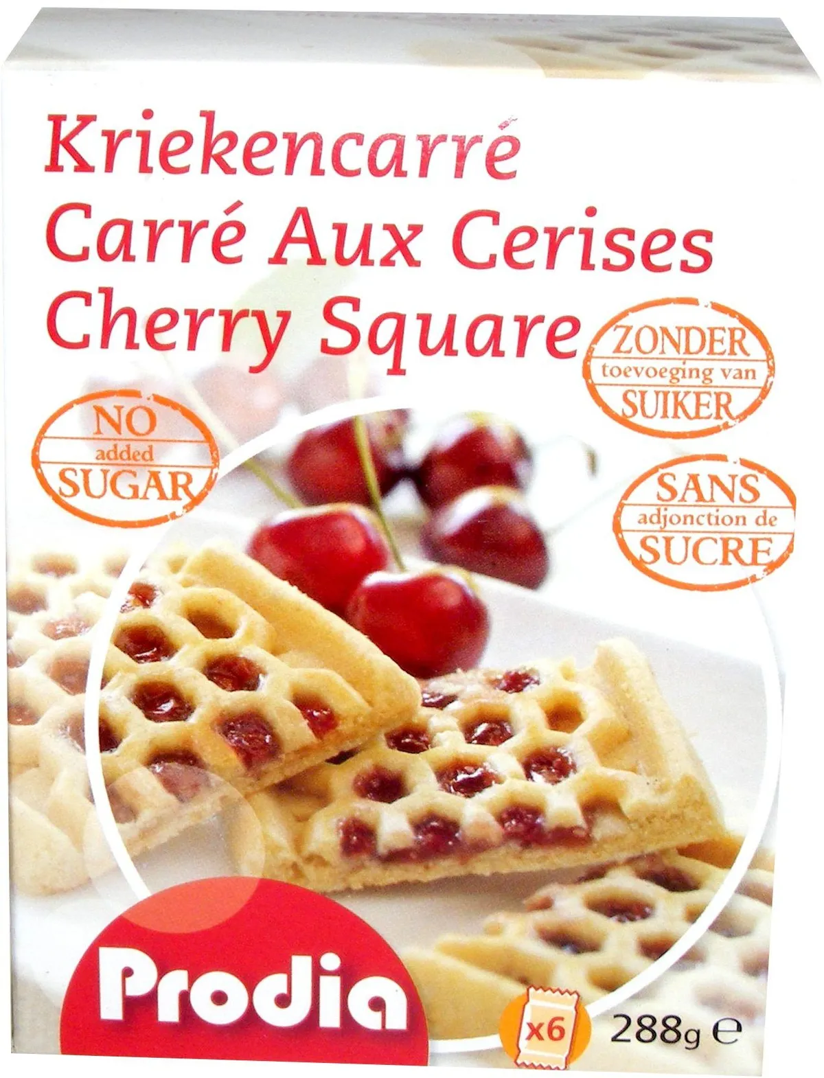 Prodia 6 vierkantjes Kersen 288g