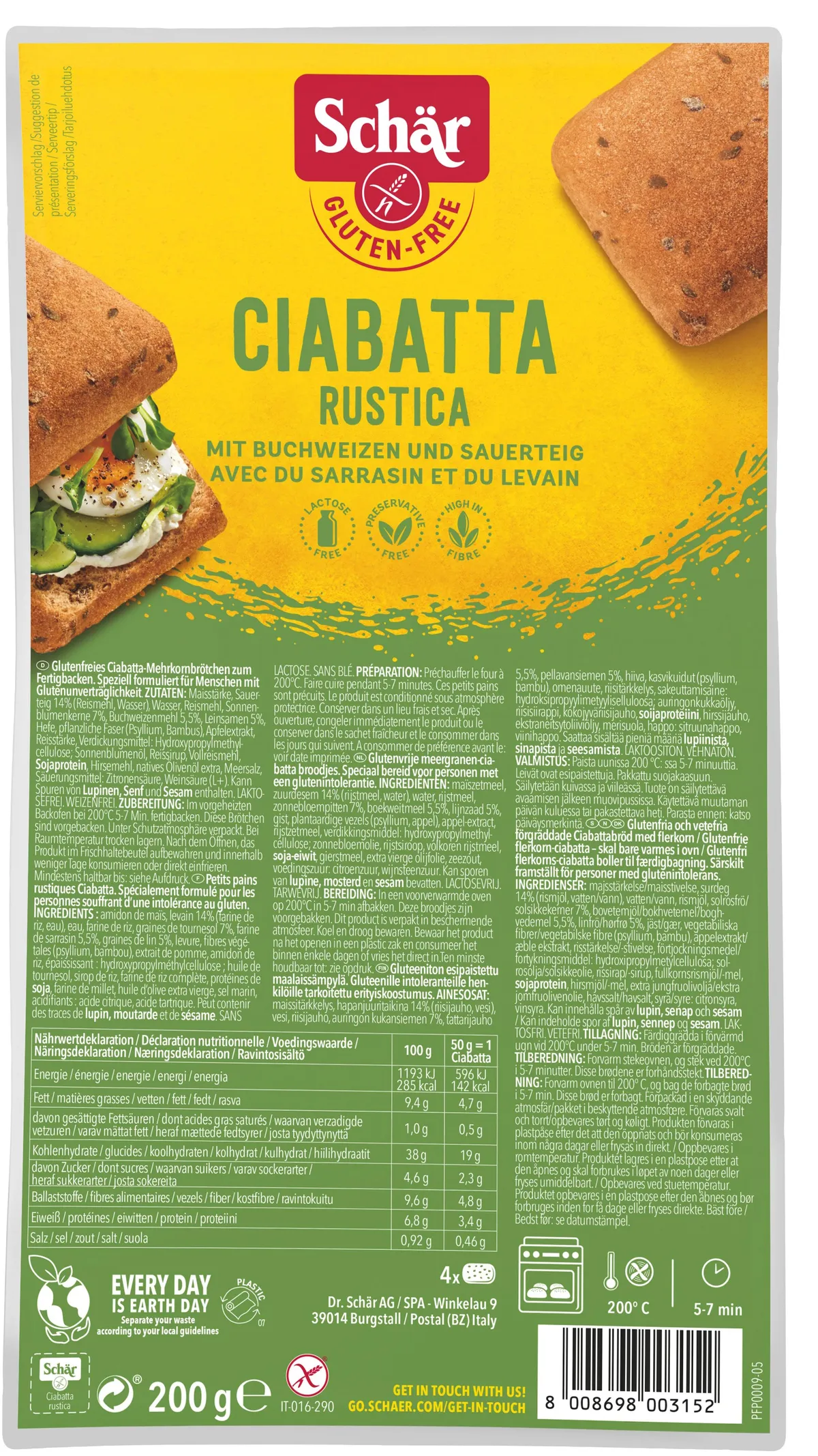 Schar Ciabatta Rustica Zonder Gluten 200g