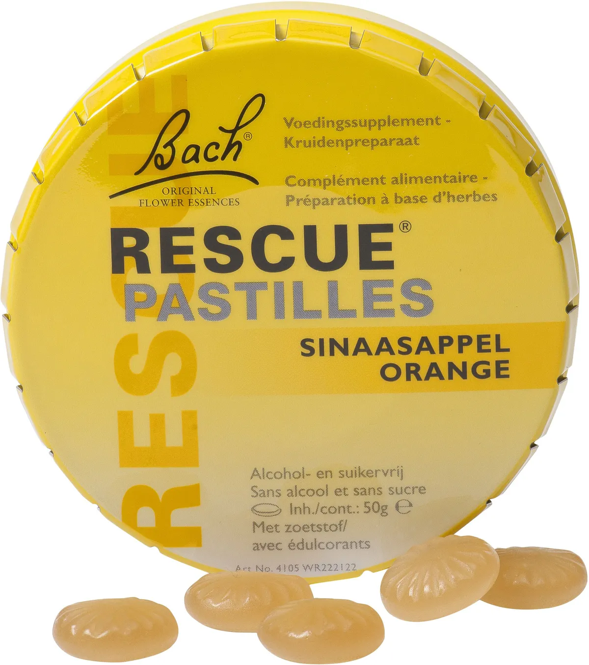 Bach Flower Rescue Pastilles Orange Sans Sucre 50g