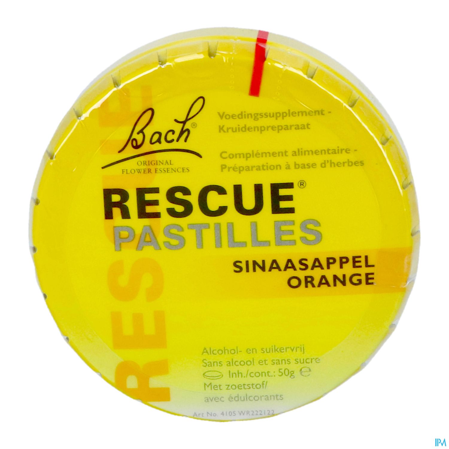 Bach Flower Rescue Pastilles sinaasappel suikervrij 50g