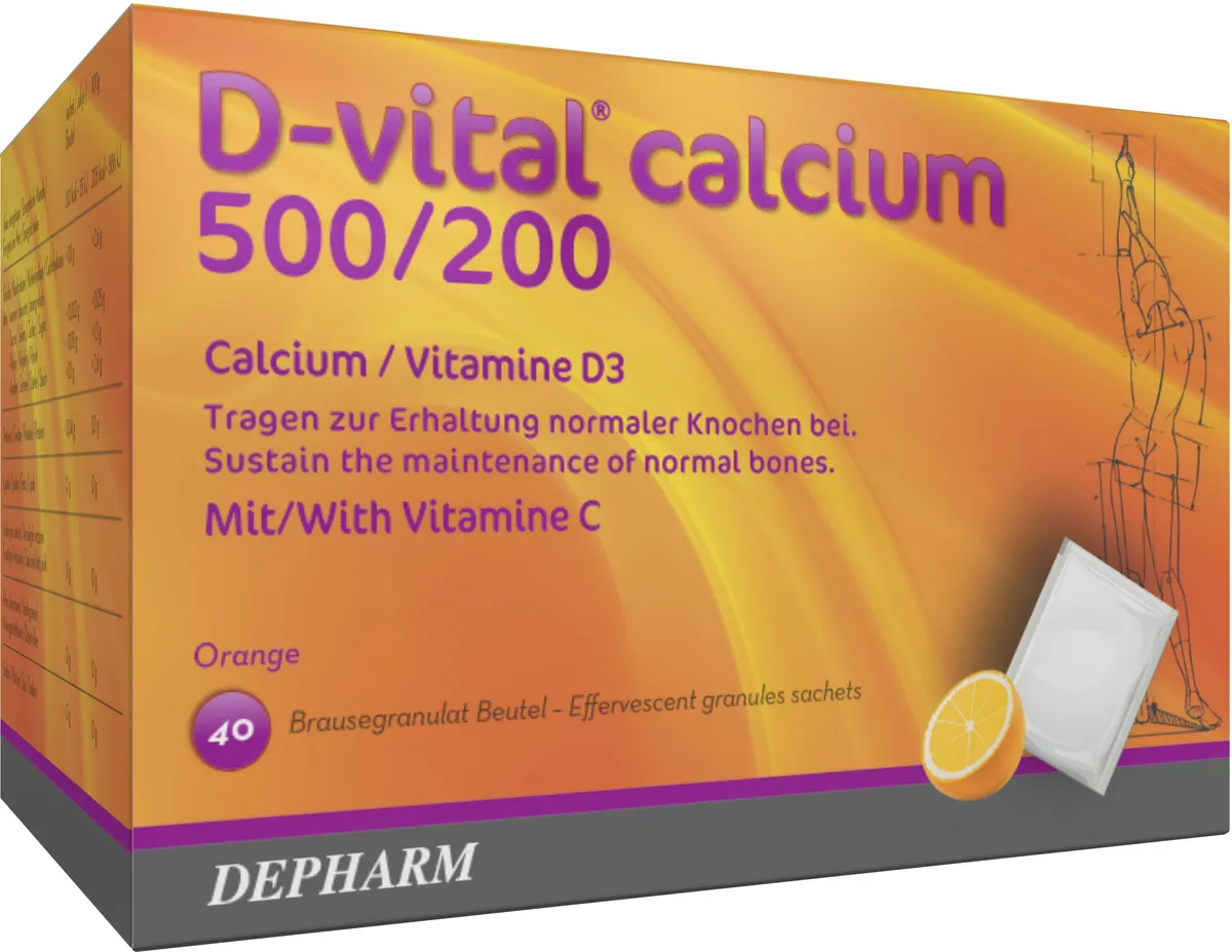 D-Vital Calcium 500/200 Orange 40 Sachets