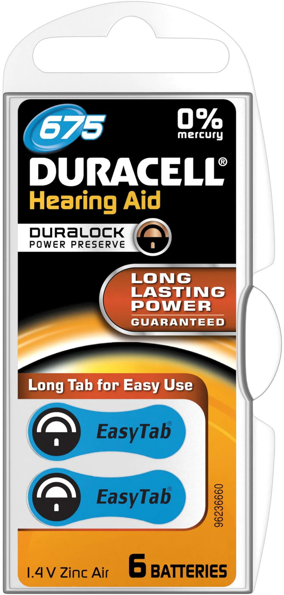 Duracell Easytab Pile Auditive Da675 6 Bleu