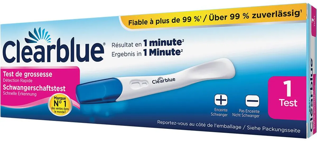 Clearblue Test de Grossesse Détection Rapide 1 Test
