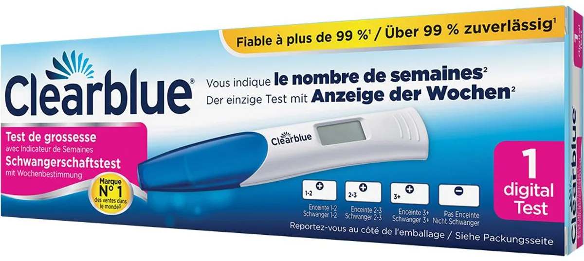 Clearblue Test de Grossesse avec Indicateur de Semaines 1 Test