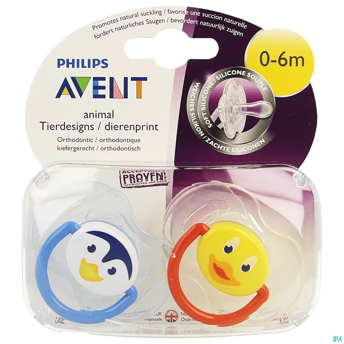 Avent Sucette Animaux Silicone Double 0- 6m 2