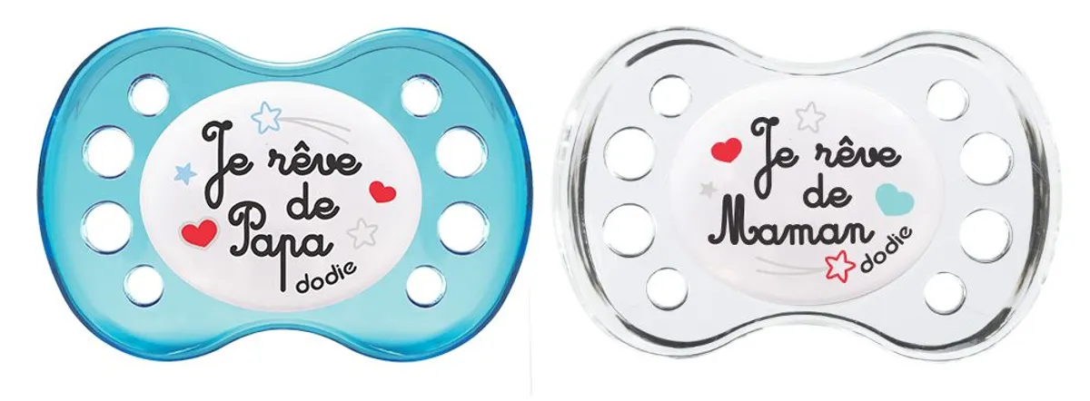 Dodie Anatomische Fopspeen Nacht Duo Mama en Papa (+6 maanden)