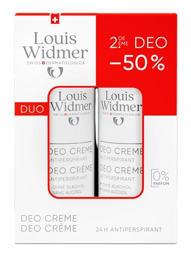 Louis Widmer Déo Crème Anti-Transpirant Sans Parfum Duo 2x40ml