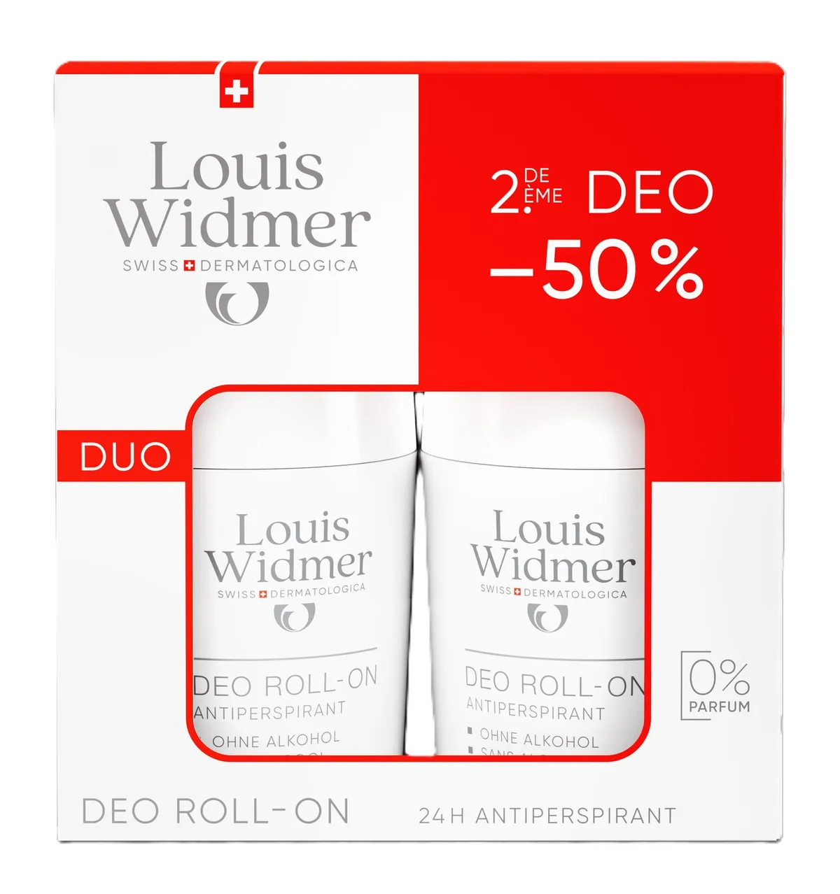Louis Widmer Deo Roll-On Anti-transpirant Niet Geparfumeerd 2x50 ml