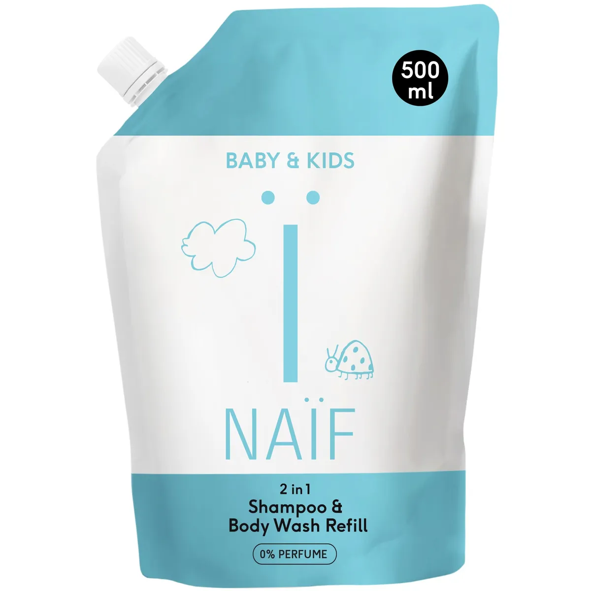 Naïf Baby & Kids 2-in-1 Shampoo & Douchegel Parfumvrij Navulling 500ml