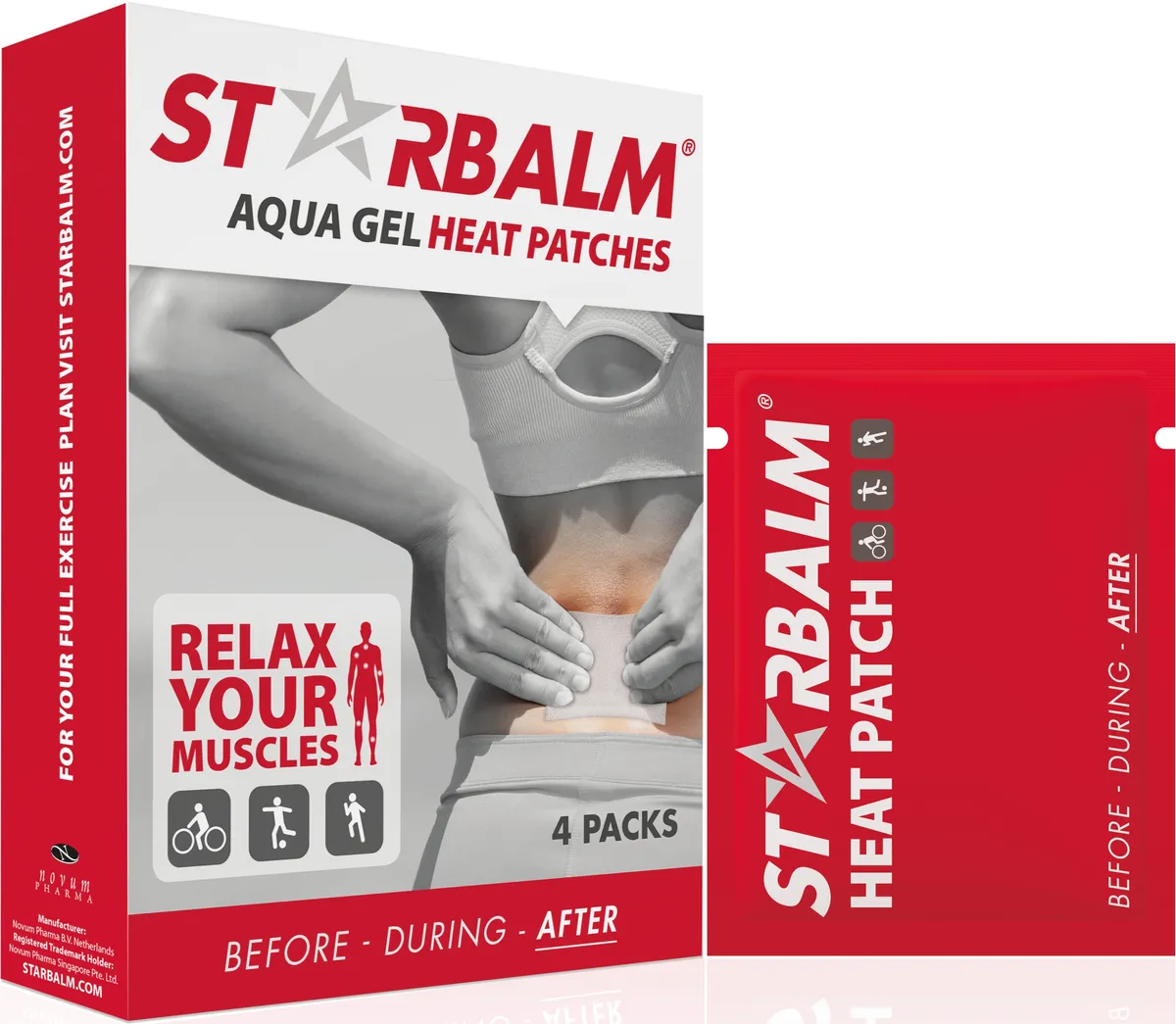 Star Balm Aqua Gel Heat 4 Patches Chauffants 8x12cm