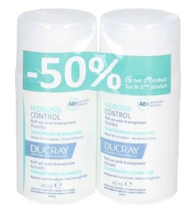 Ducray Hidrosis Control Anti-Transpirant Roll-On Oksels 2 x 40 ml