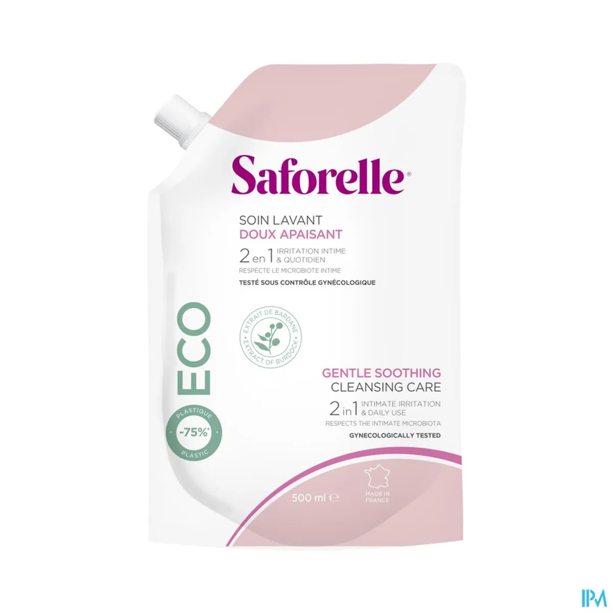 SAFORELLE KALMERENDE ZACHTE WASOPLOSSING NAVULPACK 500ML