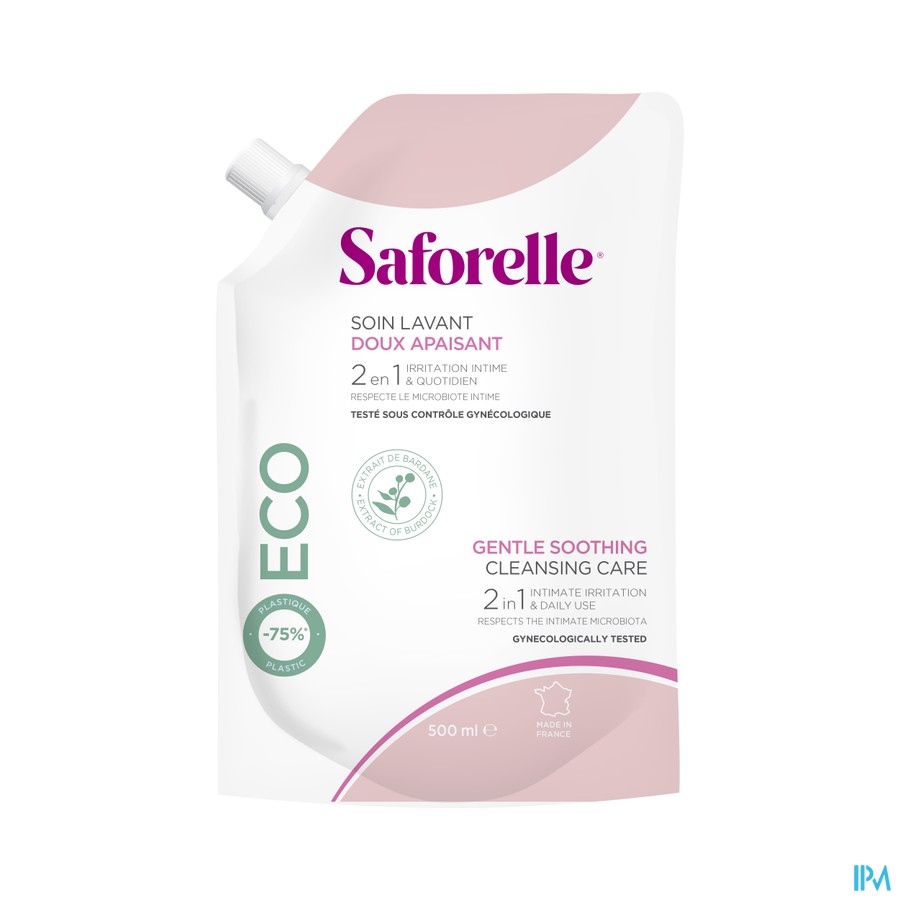 SAFORELLE KALMERENDE ZACHTE WASOPLOSSING NAVULPACK 500ML