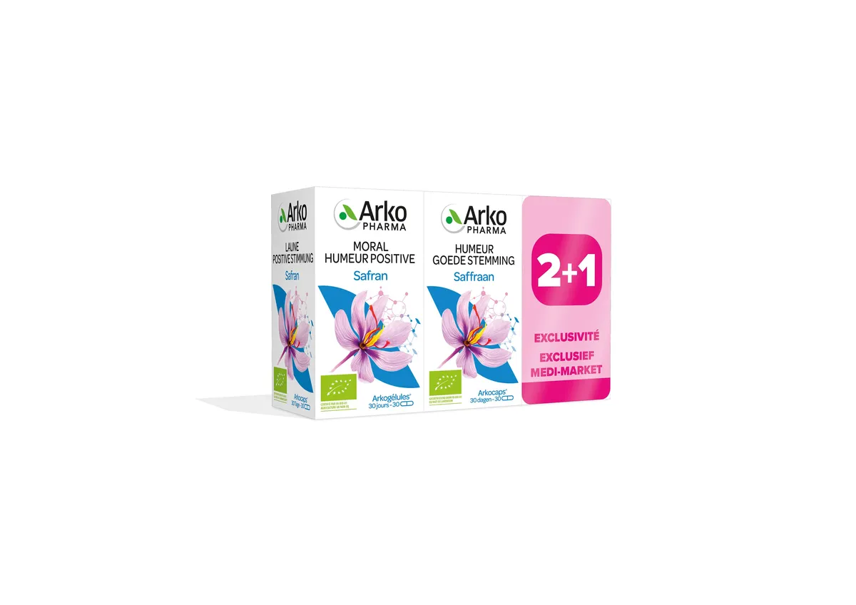 Arkogélules Safran Bio Moral Humeur Positive 30 Gélules 2+1 Gratuit