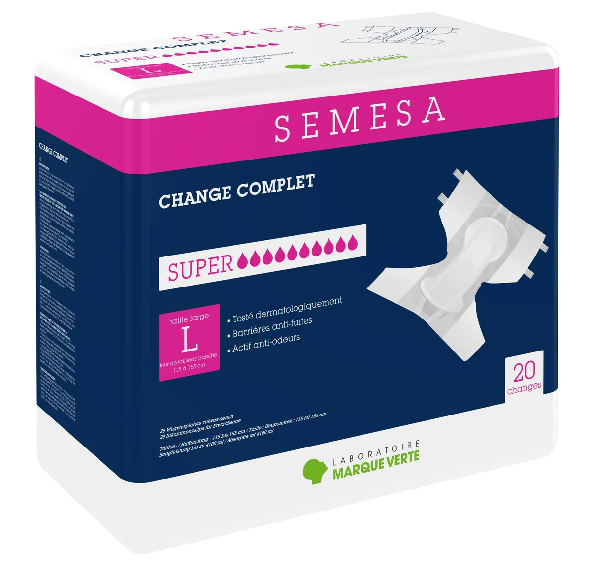 Marque Verte 20 Volledige Luiers Volwassenen Nacht Plus Large