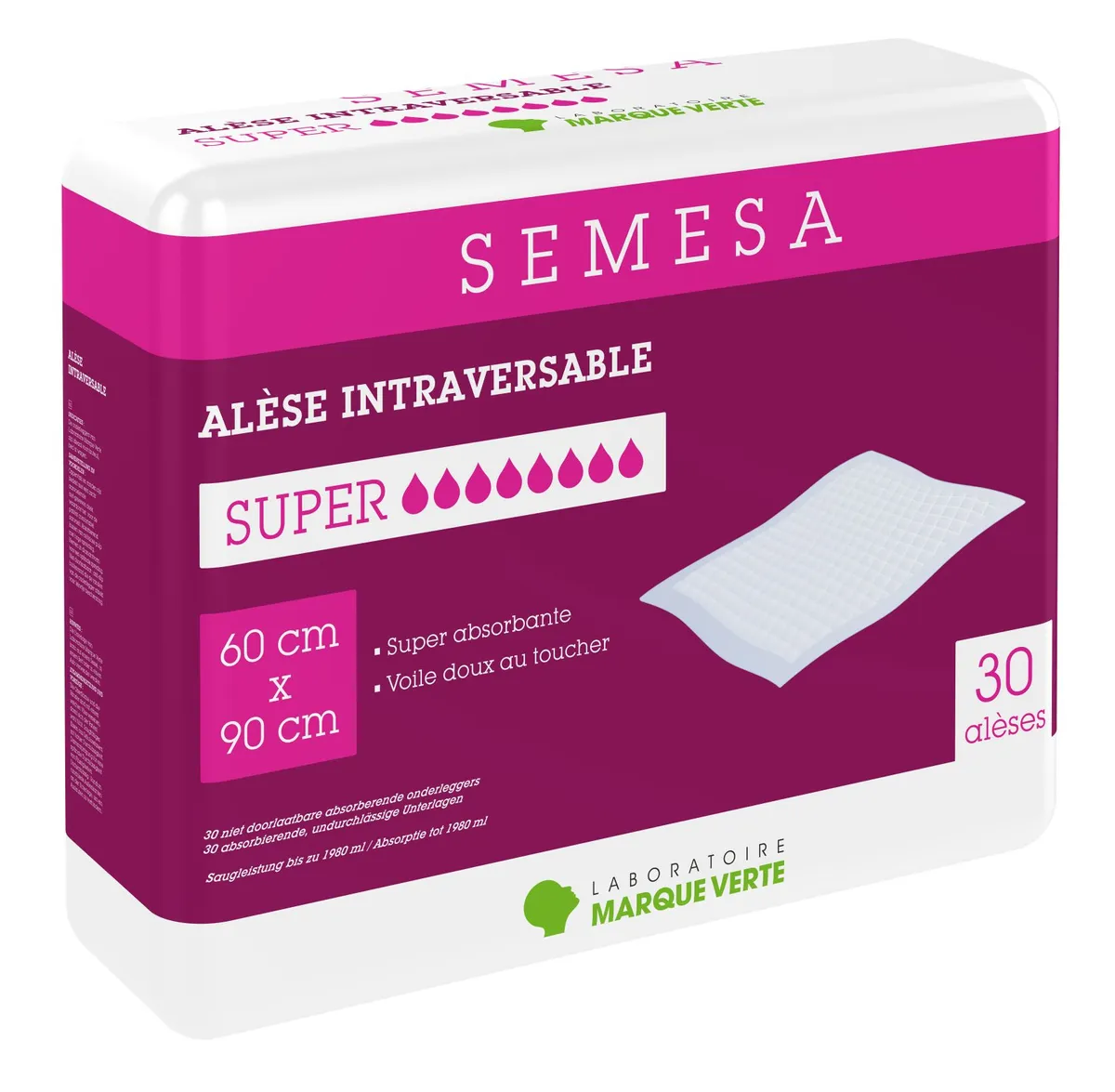 Marque Verte 30 Alèses Jetables Super 60x90cm