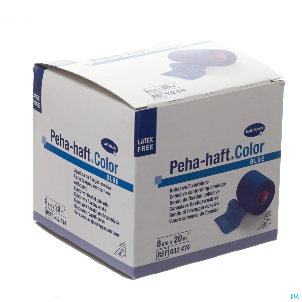 Peha-Haft Color 1 Cohesieve Fixatiezwachtel Blauw Zonder Latex 8 cm x 20 m