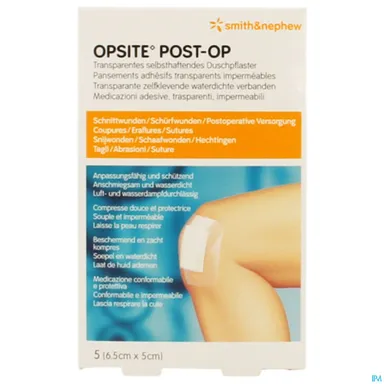 Opsite Post-Op 5 Zelfklevende Transparante Pleisters 6,5cmx5cm