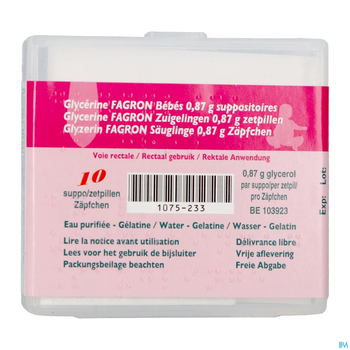 Glycerine 10 zetpillen baby's Fagron