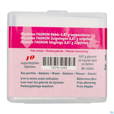 Glycerine 10 zetpillen baby's Fagron