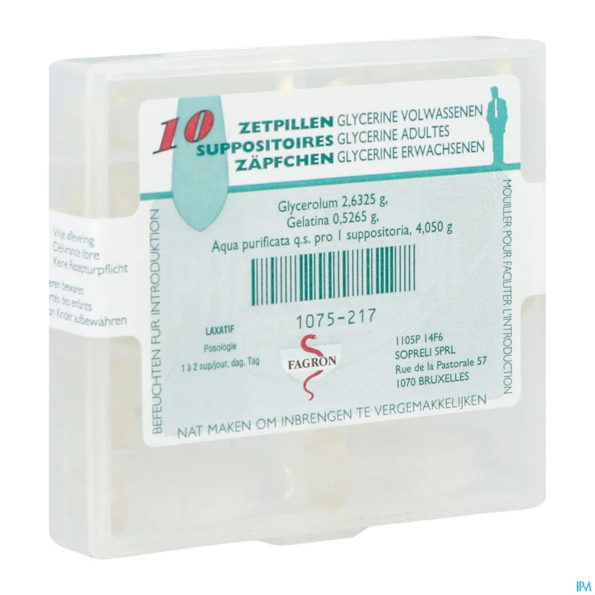 Glycerine 10 Suppositoires Adultes Fagron
